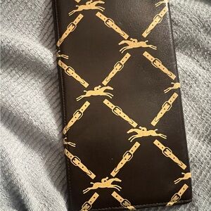Vintage Longchamp Elegant Brown Leather Wallet with Gold Accents see photos